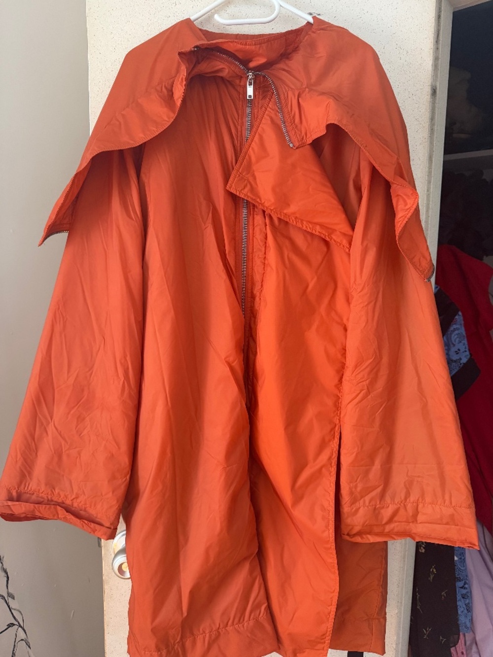 Rick Owens DRKSHDW orange nylon oversized coat M